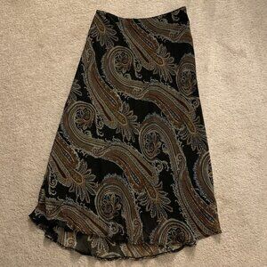 Cato Paisley Size 14/16W. Semi Sheer Lined Skirt with Flippy Tail. Zip. B56